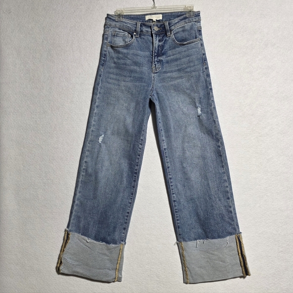 RISEN LARGE CUFF WIDE LEG HIGH RISE JEANS SZ 5/27 - Picture 6 of 15